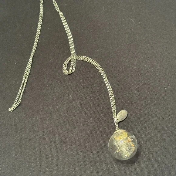 Vintage Fashion Necklace Make a Wish Dandelion Wisps Globe - Picture 2 of 2